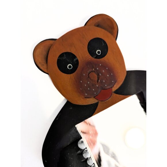 Vintage Handmade Wooden Bear Small Mirror Small 9.5"x7.5" OOAK MCM Retro - Picture 3 of 7